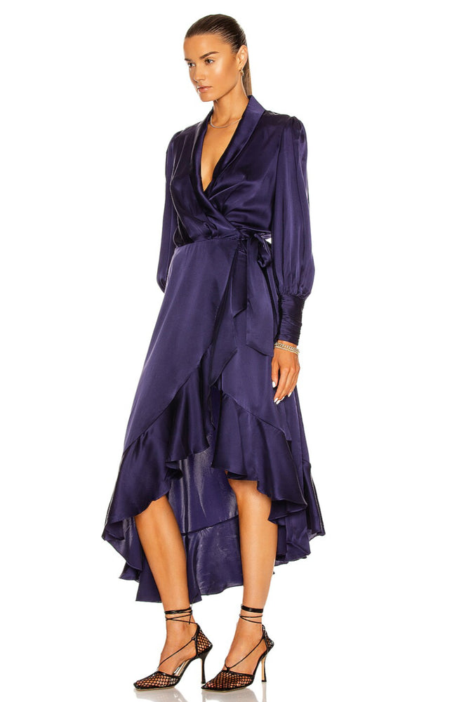 Silk Wrap Midi Dress Indigo by Zimmermann for Hire | High St. Hire